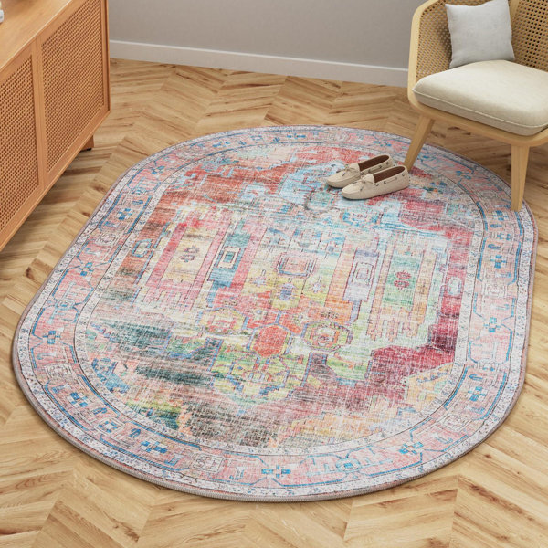 Mistana™ Engle Oriental Beige/Pink/Blue Area Rug & Reviews Wayfair